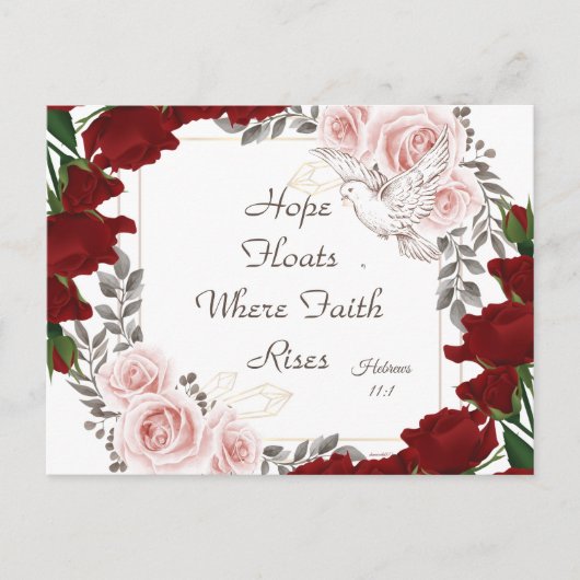 Hope Floats  Floral Briefkaart Hebrews 11:1 (Voorkant)