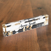 Hope Floral Desk Naam Bord (WM1003-DNP) Naambordje (Zijkant)