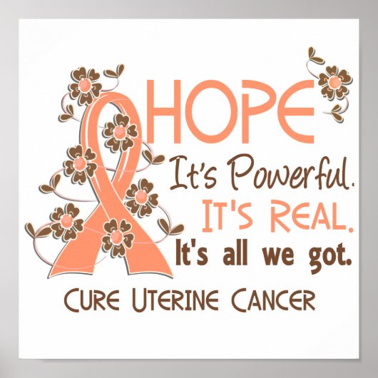 Hope Flower Ribbon Uterine Cancer Poster (Voorkant)