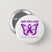 Hope For A Cure Purple Butterfly Pancreatic Cancer Ronde Button 5,7 Cm (Voorkant /achterkant)