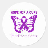 Hope For A Cure Purple Butterfly Pancreatic Cancer Ronde Sticker (Voorkant)