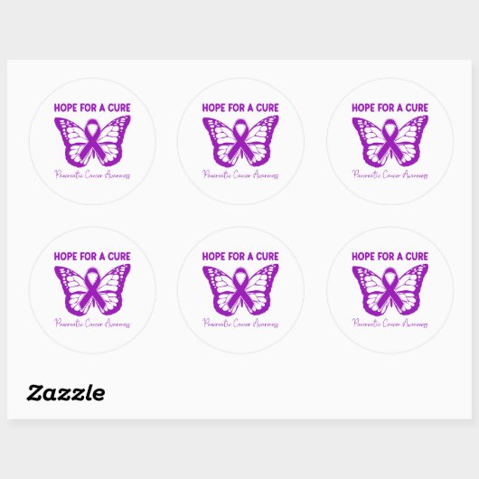 Hope For A Cure Purple Butterfly Pancreatic Cancer Ronde Sticker (Vel)