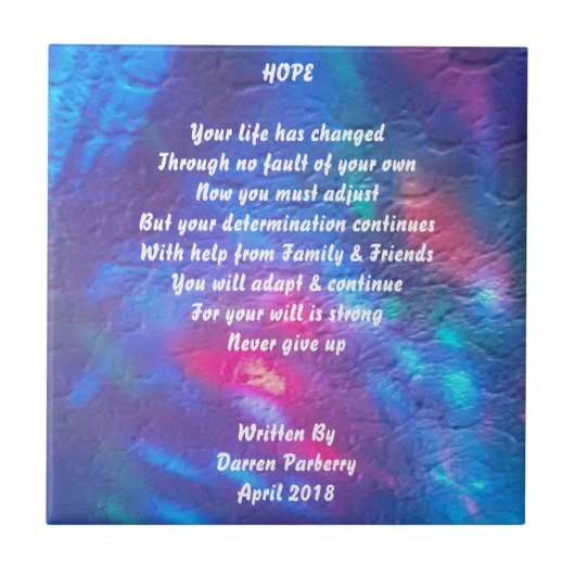 "Hope" gedicht — keramische tegel Tegeltje (Voorkant)