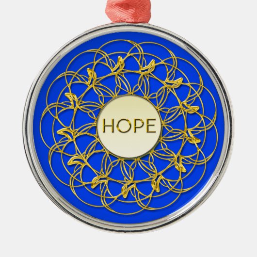 HOPE Geschreven in Lace Geometric Gold Design Metalen Ornament (Voorkant)