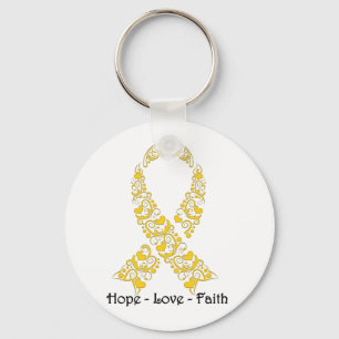 Hope Gold Awareness Ribbon Sleutelhanger