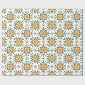 Hope Gold Turquoise Tile Wrapping Paper Cadeaupapier (Vlak)