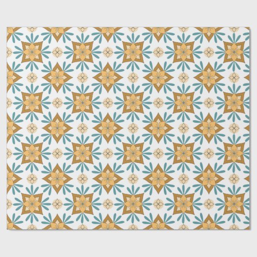 Hope Gold Turquoise Tile Wrapping Paper Cadeaupapier (Vlak)