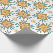 Hope Gold Turquoise Tile Wrapping Paper Cadeaupapier (Hoek)