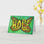 Hope Green Butterfly Art Greeting of Note Cards Kaart (Gele Bloem)