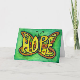 Hope Green Butterfly Art Greeting of Note Cards Kaart