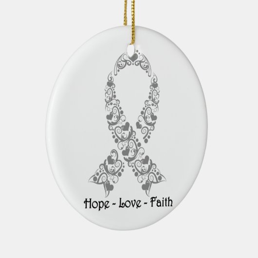 Hope Grey Awareness Ribbon Keramisch Ornament (Rechts)