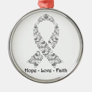 Hope Grey Awareness Ribbon Metalen Ornament