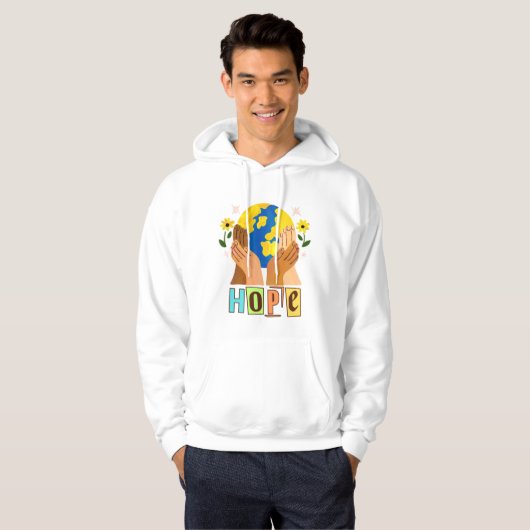 Hope Hands Holding Earth Design Hoodie (Voorkant volledig)