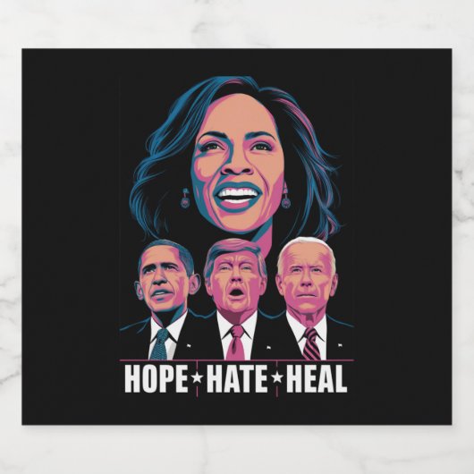 Hope Hate Heal Rise Kamala 2024 Bier Etiket (Enkel label)
