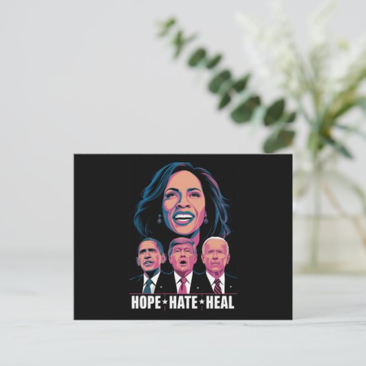 Hope Hate Heal Rise Kamala 2024 Briefkaart (Staand voorkant)