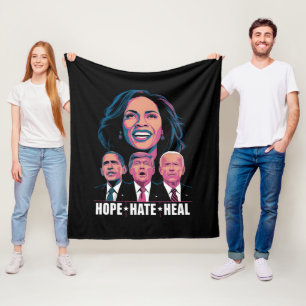 Hope Hate Heal Rise Kamala 2024 Fleece Deken