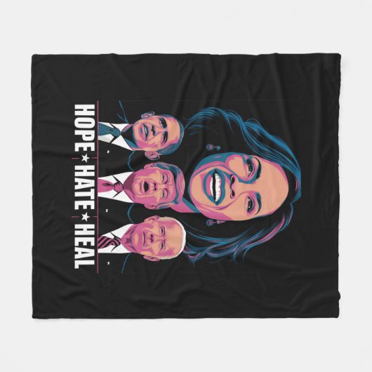 Hope Hate Heal Rise Kamala 2024 Fleece Deken (Voorkant (Horizontaal))