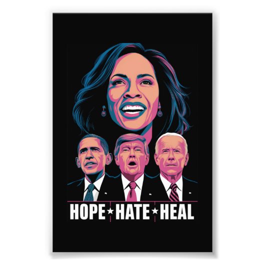Hope Hate Heal Rise Kamala 2024 Foto Afdruk (Voorkant)