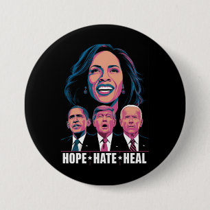 Hope Hate Heal Rise Kamala 2024 Ronde Button 7,6 Cm