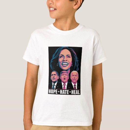 Hope Hate Heal Rise Kamala 2024 T-shirt (Voorkant)