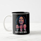 Hope Hate Heal Rise Kamala 2024 Tweekleurige Koffiemok (Links)