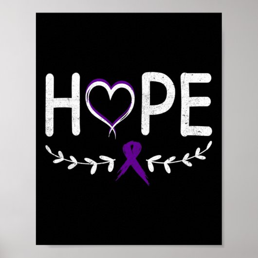 Hope Heart Paarse lint Pancreaskanker Poster (Voorkant)