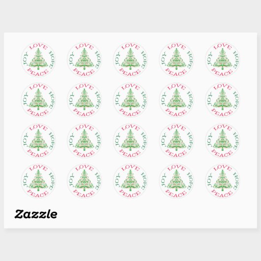Hope Holiday Tree Ronde Sticker (Vel)