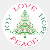 Hope Holiday Tree Ronde Sticker (Voorkant)