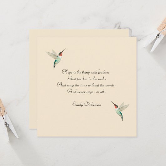 Hope Hummingbird Kaart (Voorkant / Achterkant in situ)