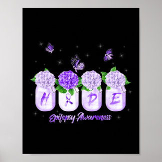 HOPE Hydrangea Bloemvlinder Epilepsie Bewustzijn Poster