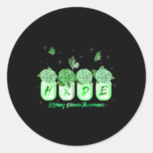 Hope Hydrangea Flower Butterfly Kidney Disease Awa Ronde Sticker