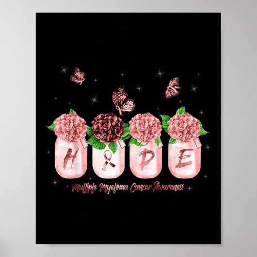 Hope Hydrangea Flower Butterfly Multiple Myeloma C Poster (Voorkant)