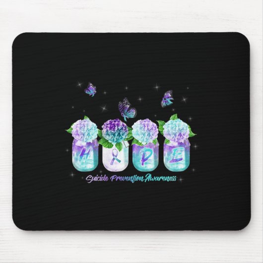 Hope Hydrangea Flower Butterfly Suicide Prevention Muismat (Voorkant)