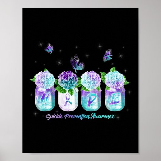 Hope Hydrangea Flower Butterfly Suicide Prevention Poster (Voorkant)