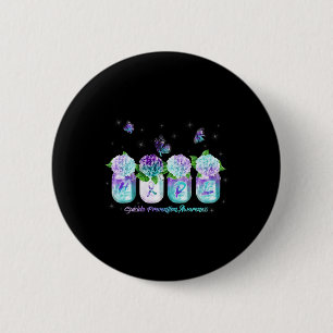 Hope Hydrangea Flower Butterfly Suicide Prevention Ronde Button 5,7 Cm