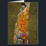 Hope II van Gustav Klimt,  Art Nouveau<br><div class="desc">Hope II (1907/08) van Gustav Klimt is een Victoriaans schilderij van het symbolisme in het tijdperk van het symboliek, met een kunstschilderij van een zwangere dame die over haar grote buik naar een menselijke schedel kijkt. Er zijn drie vrouwen in de buurt van haar voeten die in het ingewikkelde patroon...</div>