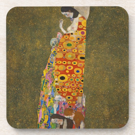Hope II van Gustav Klimt,  Art Nouveau Bier Onderzetter (Voorkant)