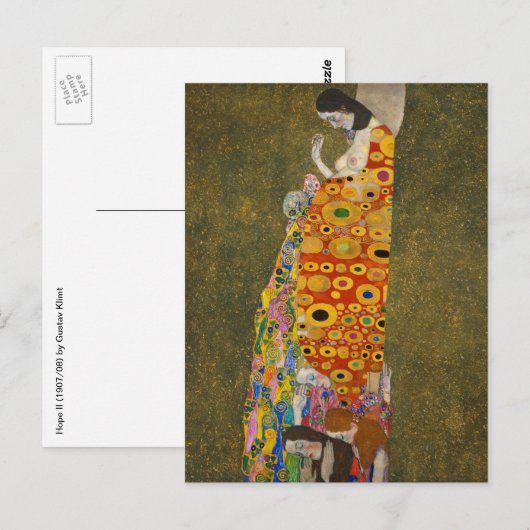 Hope II van Gustav Klimt,  Art Nouveau Briefkaart (Voorkant / Achterkant)