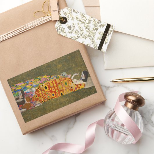 Hope II van Gustav Klimt, Art Nouveau Rechthoekige Sticker (Geschenken)