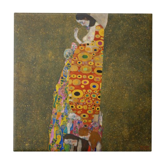 Hope II van Gustav Klimt, Art Nouveau Tegeltje (Voorkant)