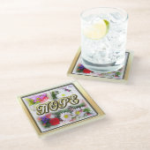 Hope Inspiration geschreven in een Bouquet Design Glazen Onderzetter (Schuin)