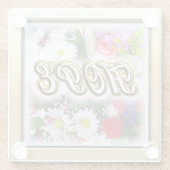 Hope Inspiration geschreven in een Bouquet Design Glazen Onderzetter (Achterkant)