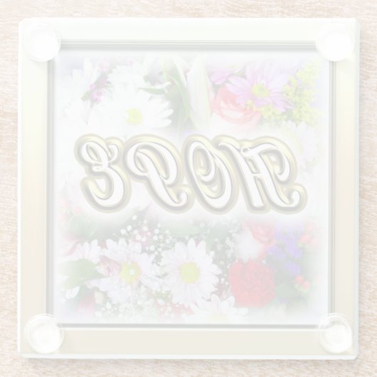 Hope Inspiration geschreven in een Bouquet Design Glazen Onderzetter (Achterkant)