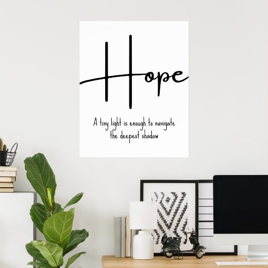 Hope Inspirational Quote Wall Print (Thuiskantoor)