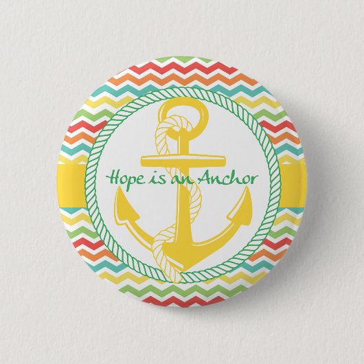 Hope is een anchor Nautical Zigzag Button (Voorkant)