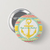 Hope is een anchor Nautical Zigzag Button (Voorkant /achterkant)