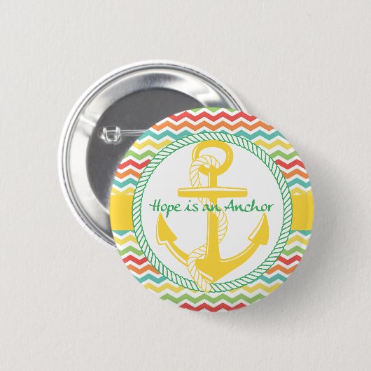 Hope is een anchor Nautical Zigzag Button (Voorkant /achterkant)