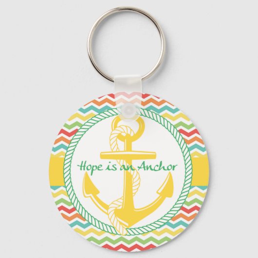 Hope is een anchor Nautical Zigzag Sleutelhanger (Voorkant)