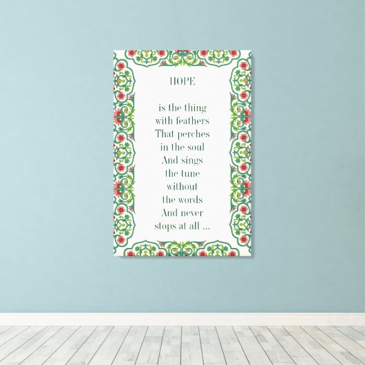 HOPE is het ding met veren die passen Canvas Afdruk (Insitu (Houten vloer))