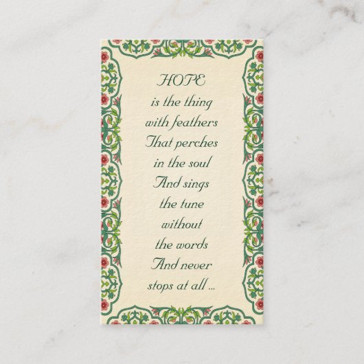HOPE is het ding met veren die passen Visitekaartje (Voorkant)